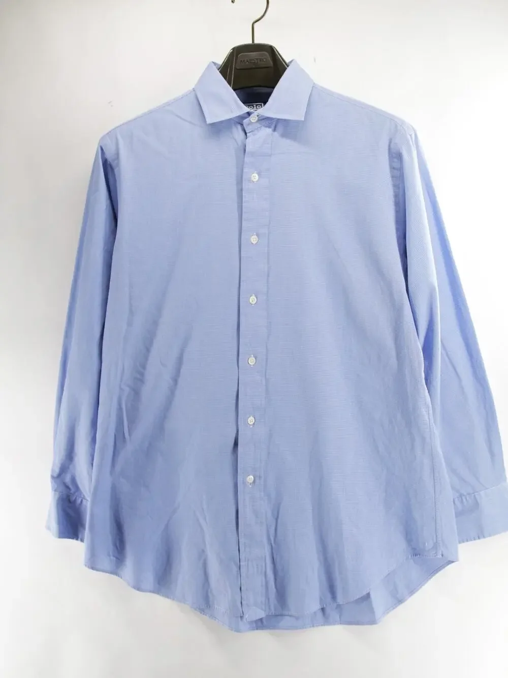 VTG Polo Ralph Lauren Estate Dress Shirt Men 17 32 Blue Fine Two-Ply 100s Cotton
